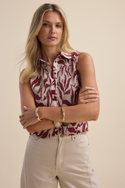 Erina Shirred Sleeveless Shirt
