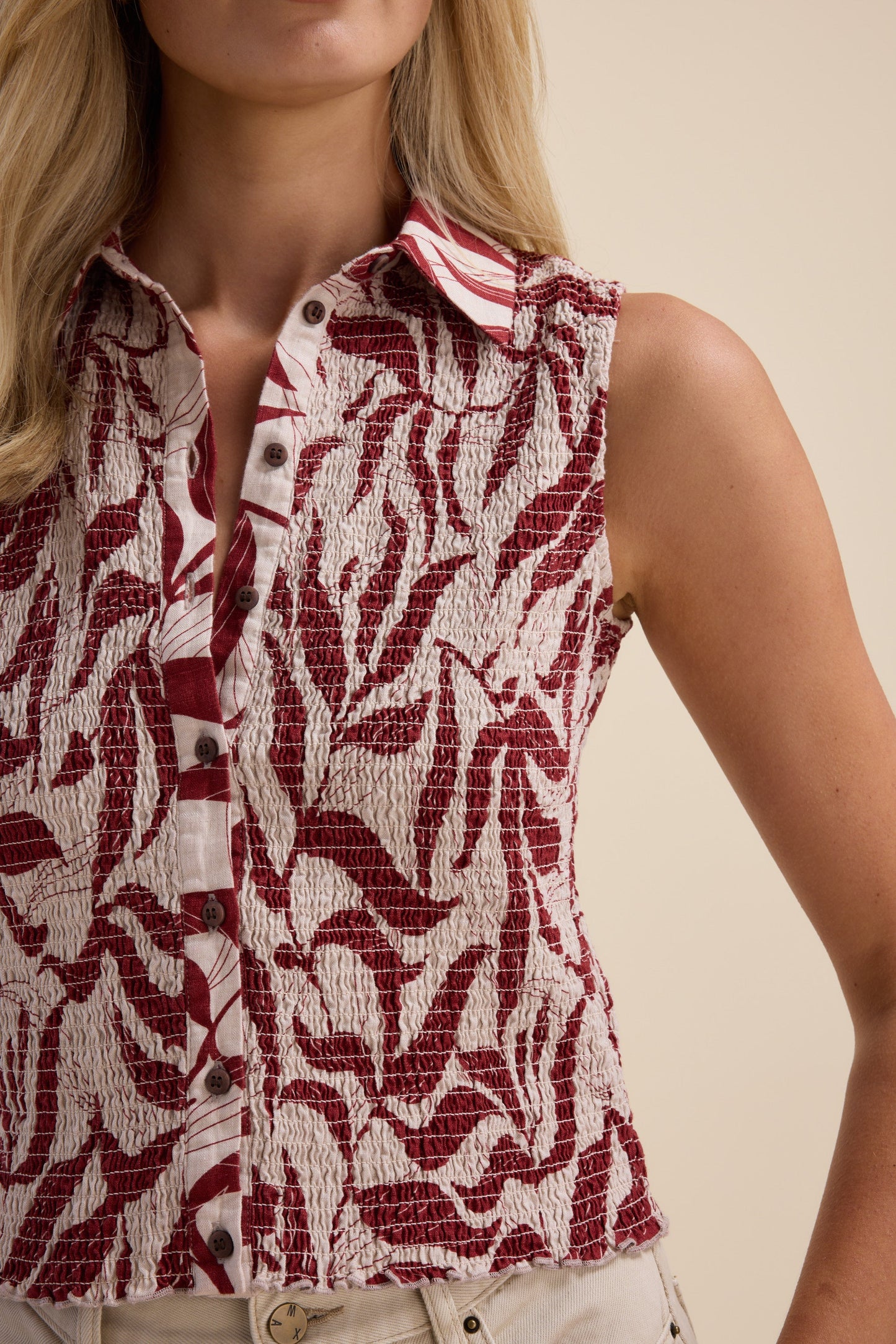 Erina Shirred Sleeveless Shirt