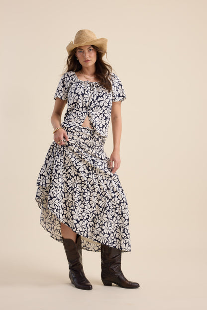 Elementary Tie Front Button Top