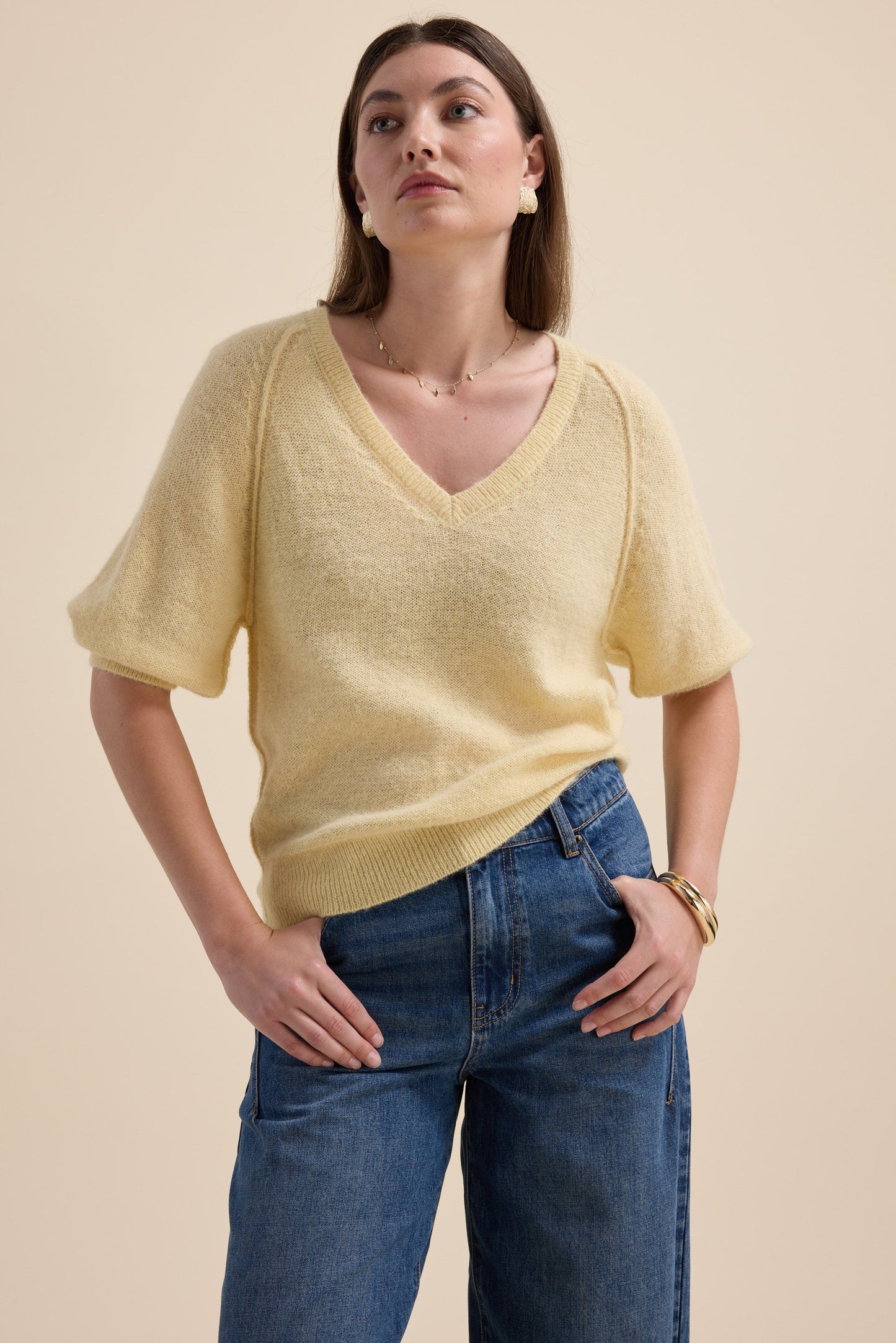 Ivy Knitted V Neck Tee