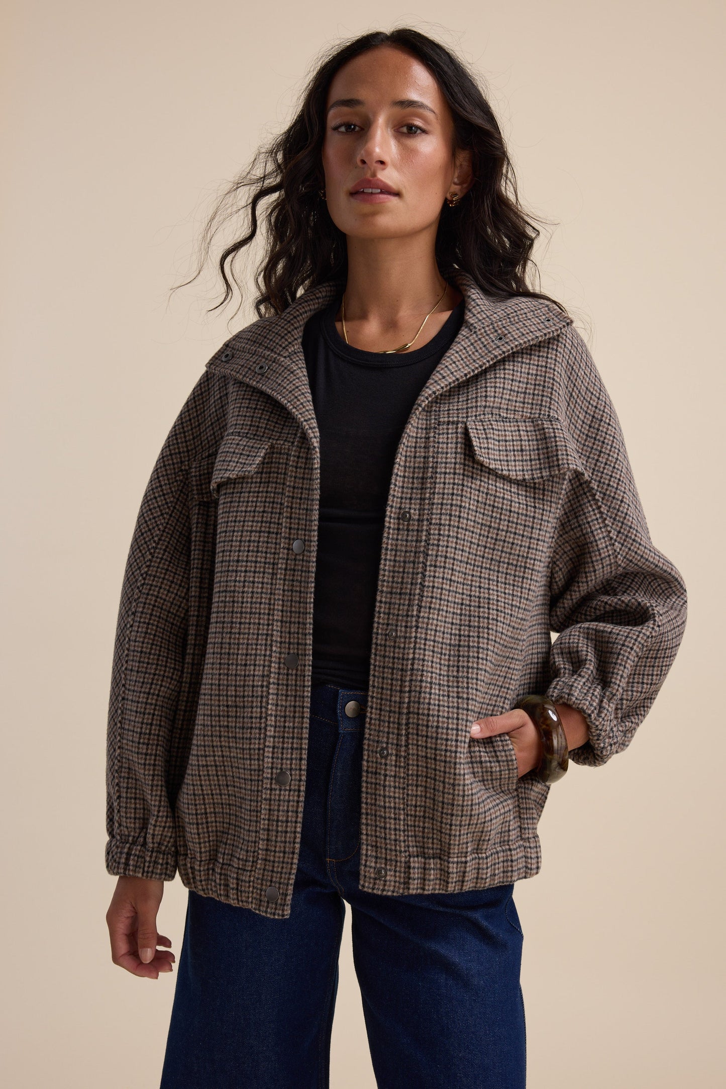 Wool Blend Bomber Coat