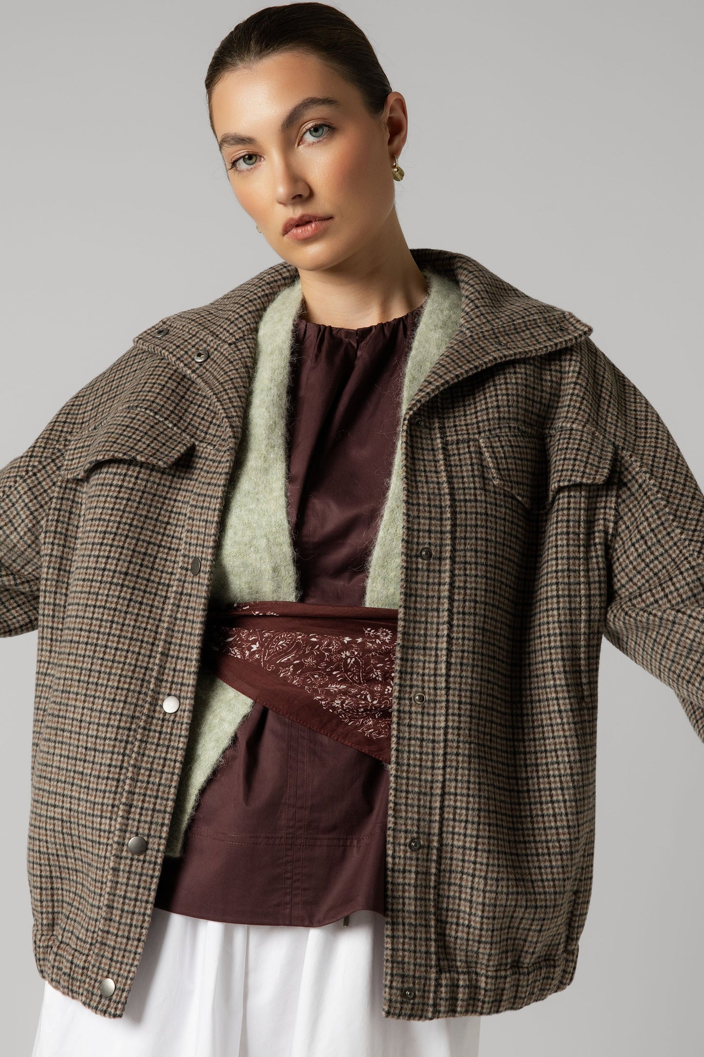 Wool Blend Bomber Coat