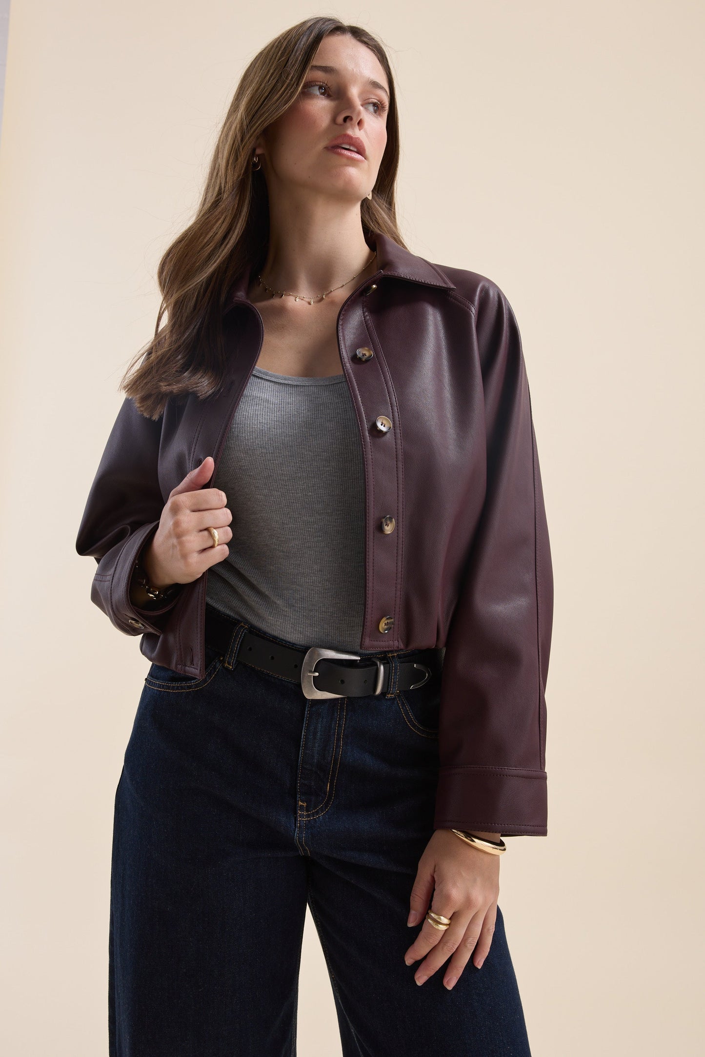 Ember Faux Leather Bomber Jacket