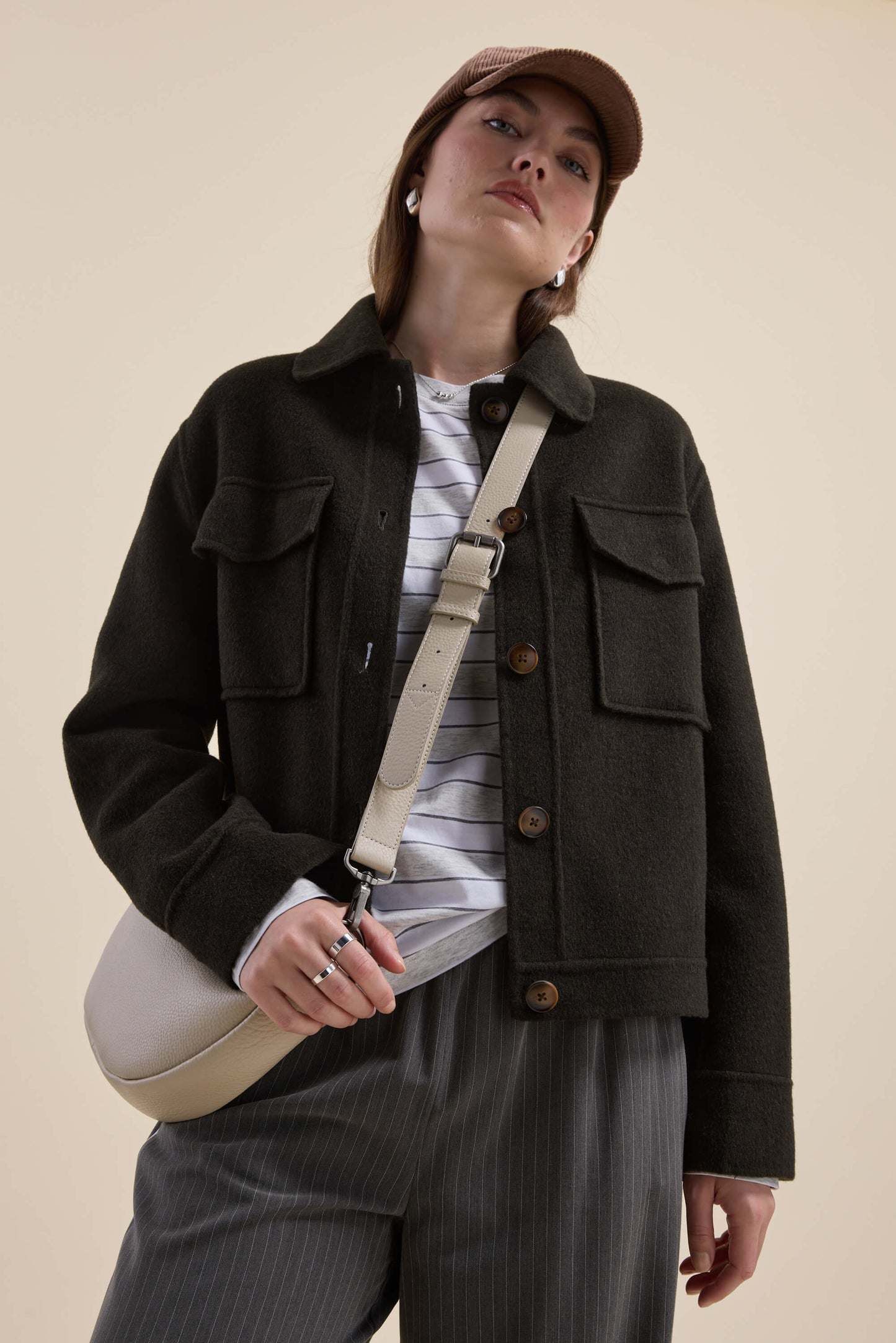 Kaia Wool Blend Cropped Coat