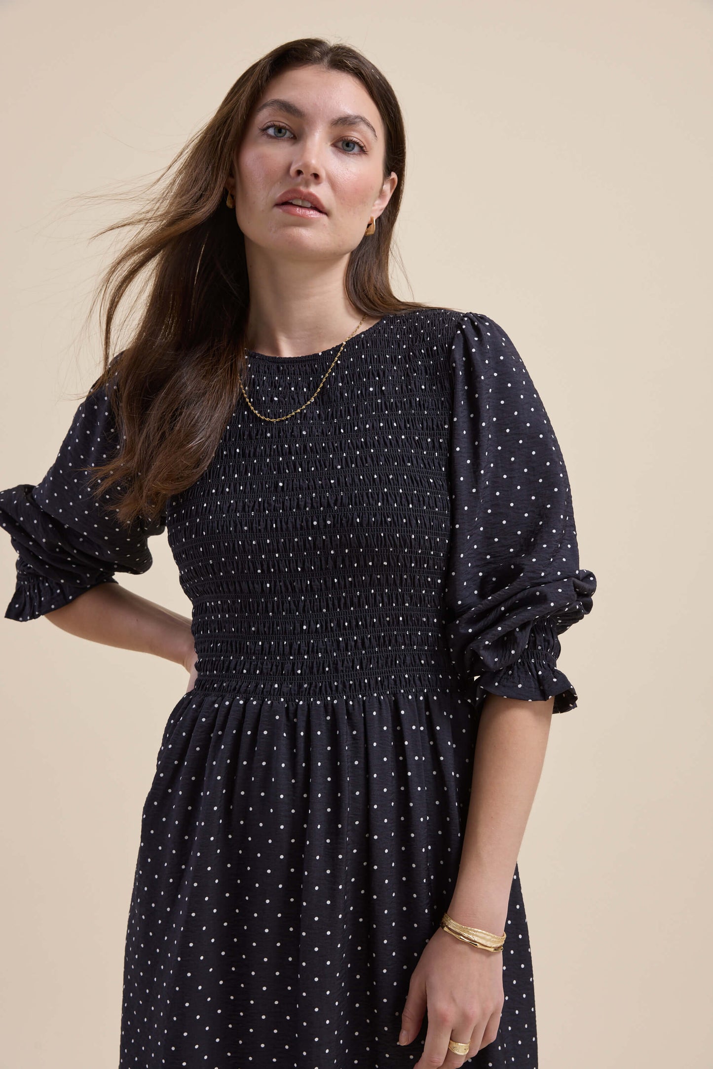 Brooke Shirred Long Sleeve Dress