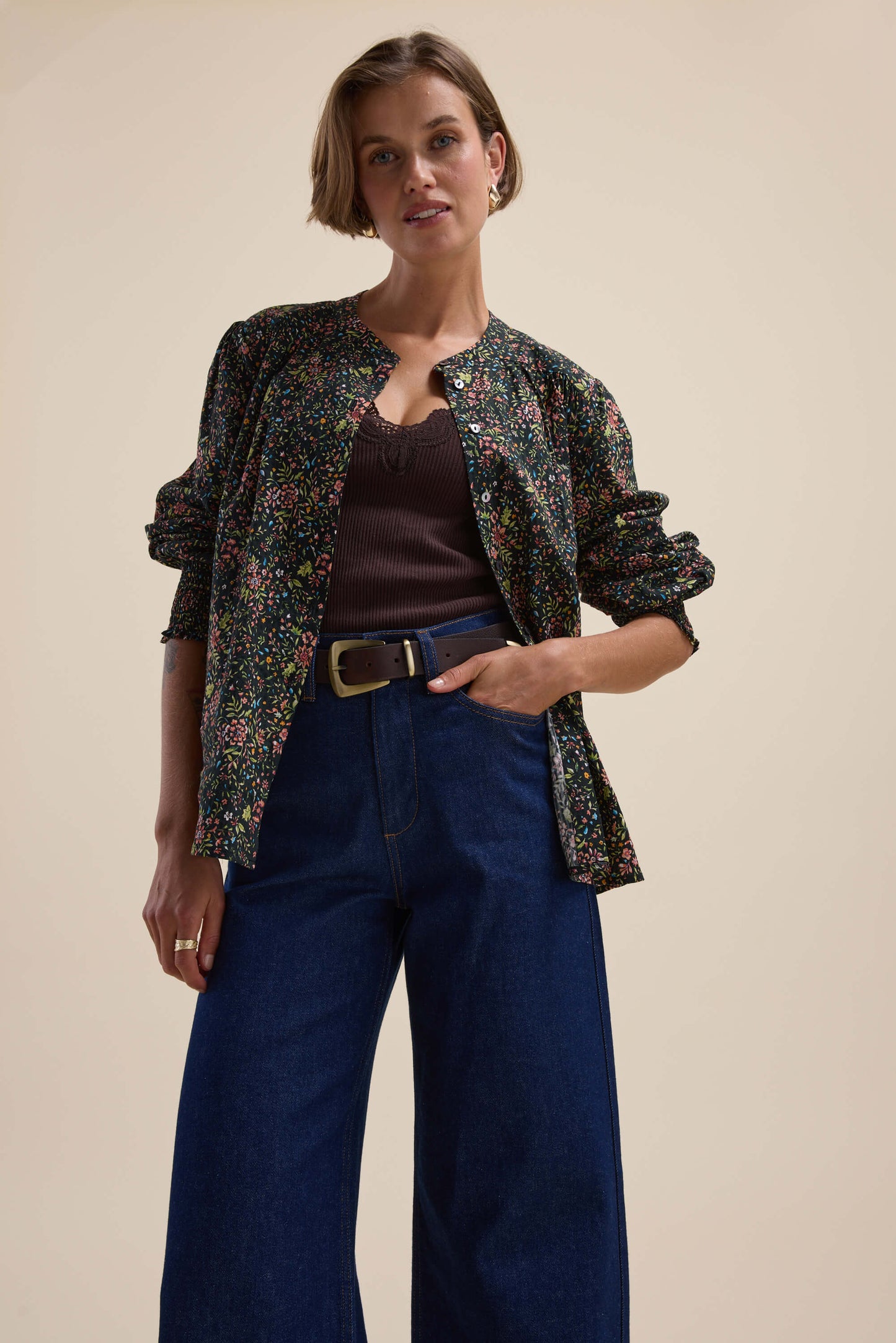 Elementary Button Front Top