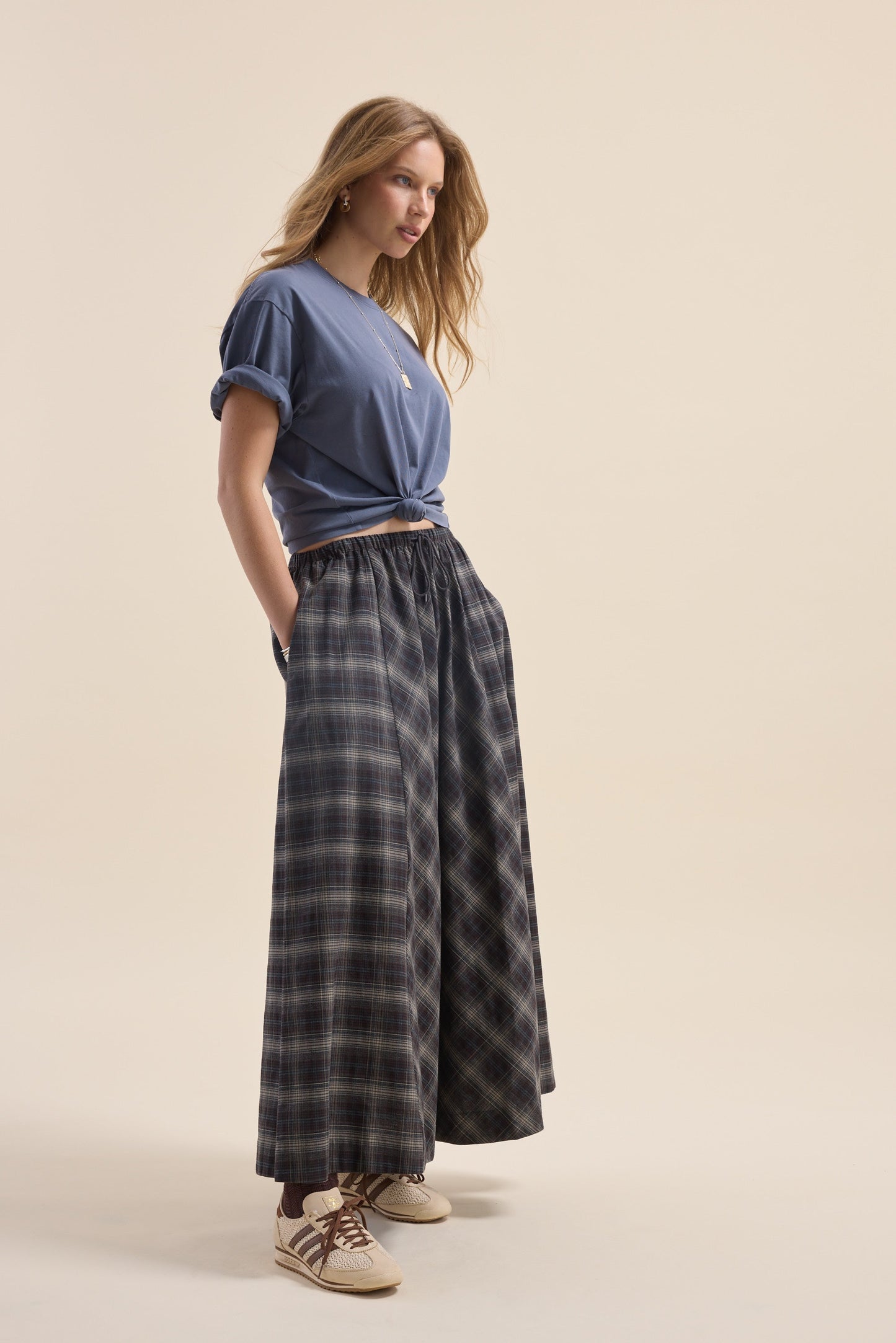 Elementary Check Midi Skirt