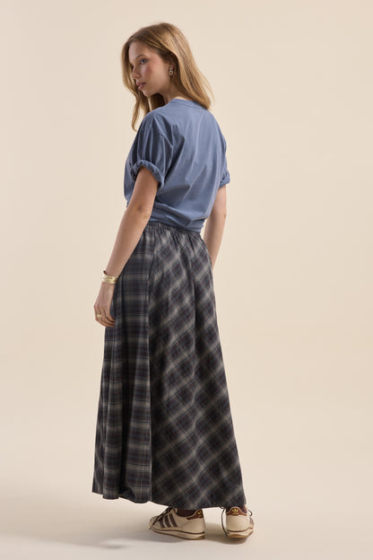 Elementary Check Midi Skirt