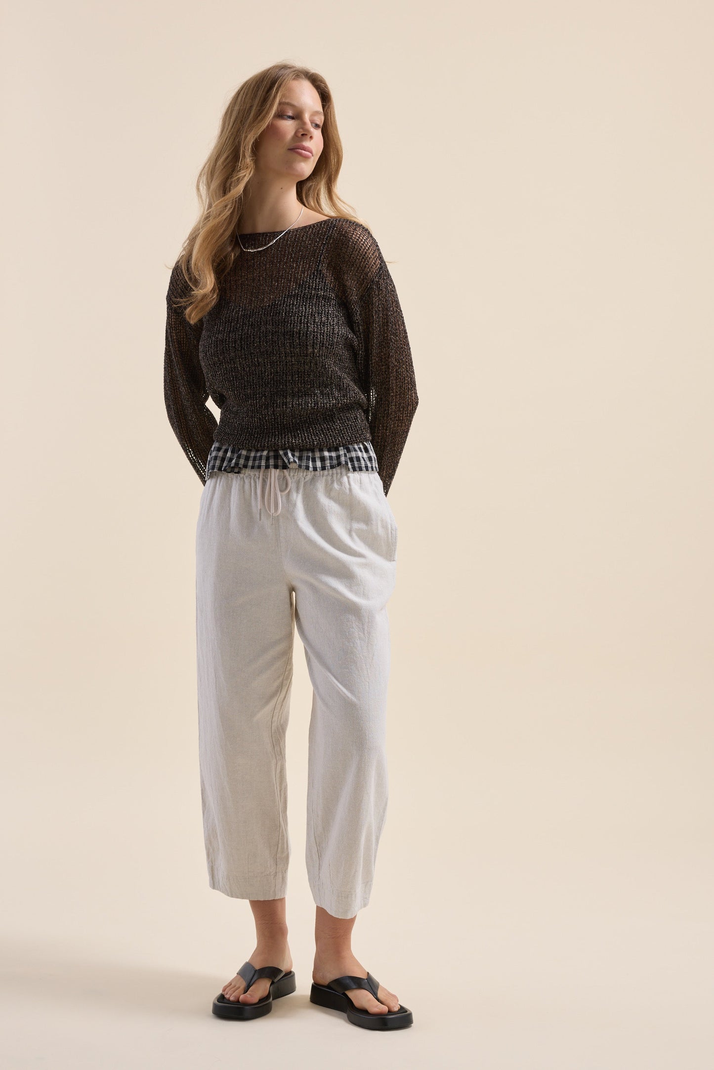 Elementary Linen Barrel Leg Jogger