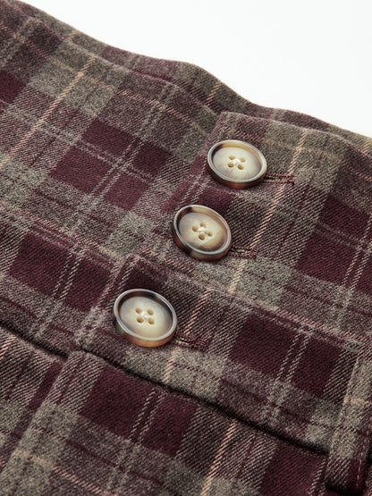 High-Waisted Plaid Wide-Leg Pants