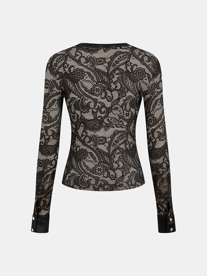 Paisley Lace Long-Sleeve Top