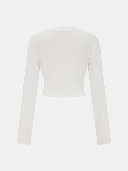 Cotton-Blend Knot-Front Cropped Top