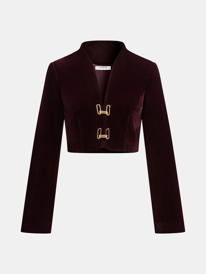 Metal Buckle Corduroy Jacket & Mini Skirt Set