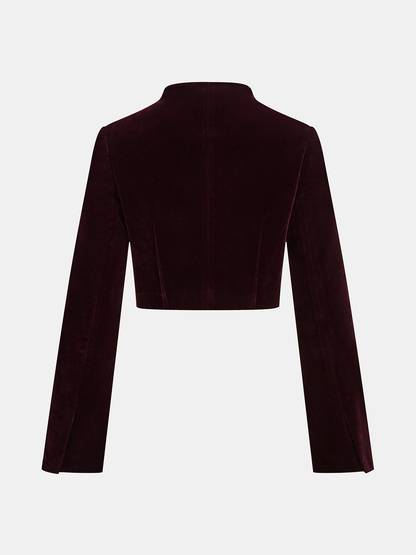 Metal Buckle Corduroy Jacket & Mini Skirt Set