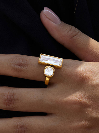 Gold-Tone Double-Stone Ring