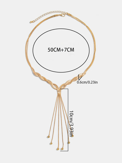 Golden Twisted Tassel Y-Shaped Necklace