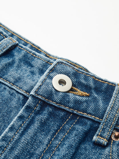 High-Waist Wide-Leg Denim Pants
