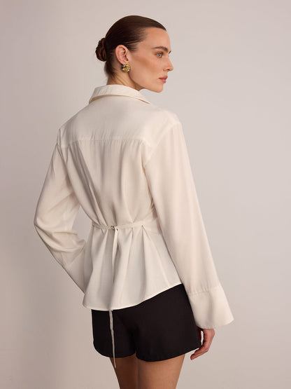 Button Front V-Neck Shirt