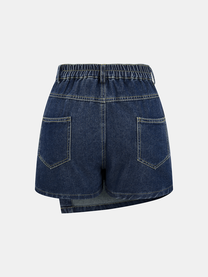 Denim Shirt & Asymmetric Skort Set