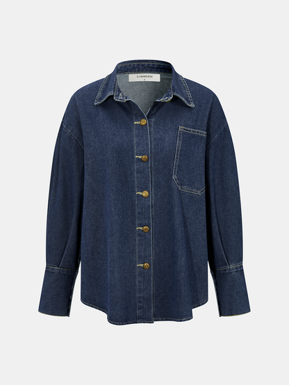Denim Shirt & Asymmetric Skort Set