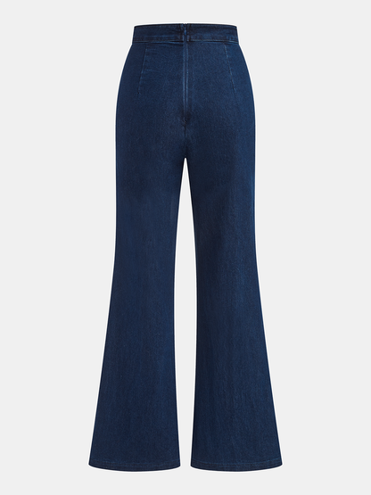 Sleeveless Denim Top Flared Pants Set