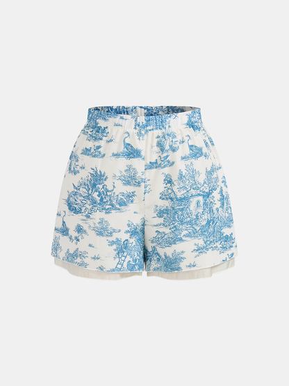 Printed Long sleeve Shirt & Shorts Set