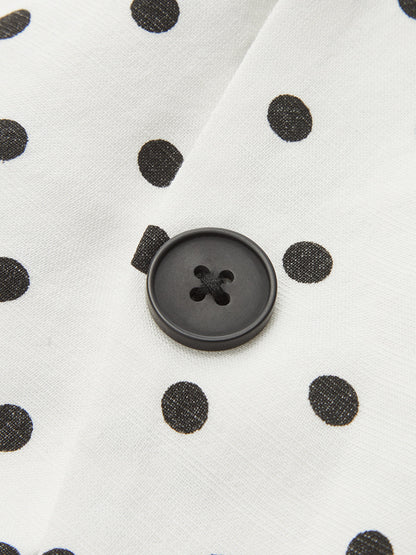 Polka Dot Halter Decorative Button Tie-Back Top