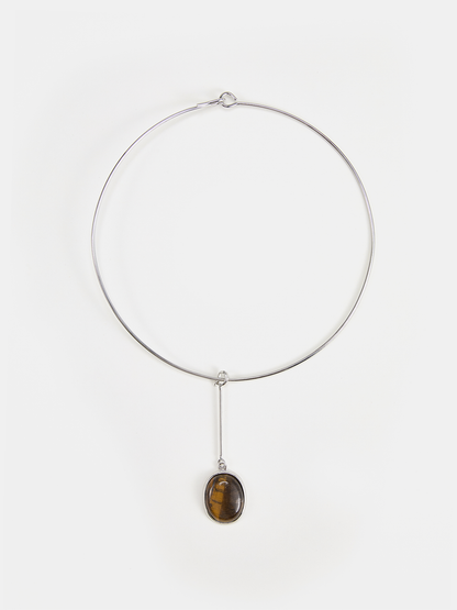 Tiger Eye Pendant Choker Necklace