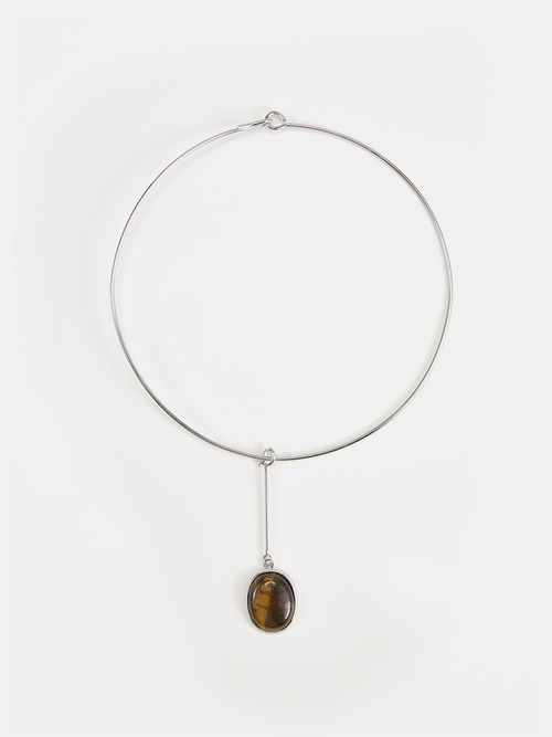 Tiger Eye Pendant Choker Necklace