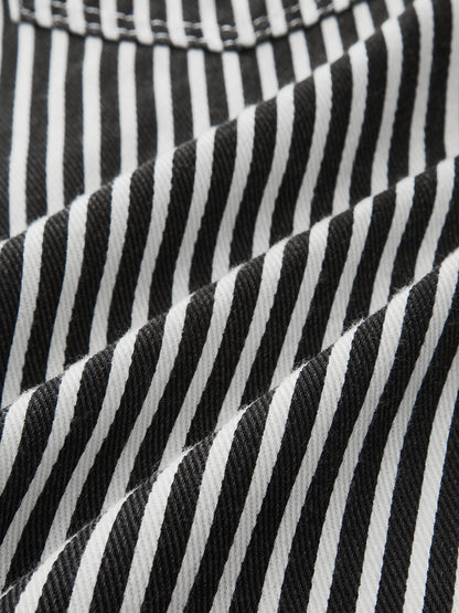 Striped Patchwork Drawstring Barrel Pants