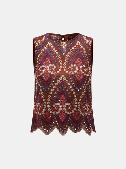 Eyelet Embroidered Top & Midi Skirt Set