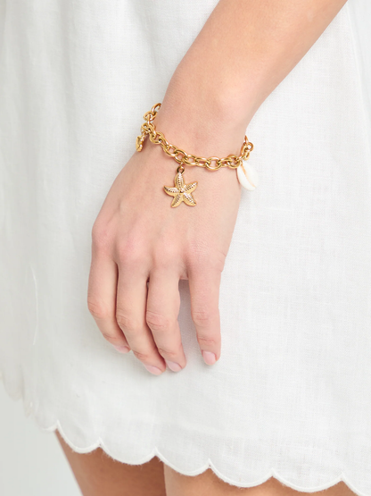 Starfish Shell Charm Chain Bracelet