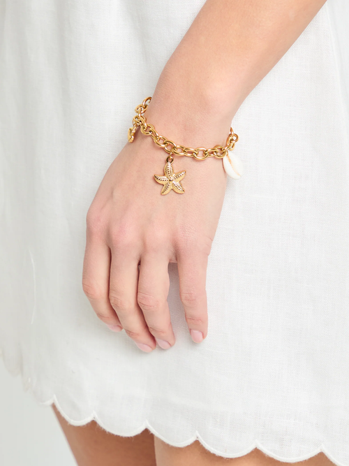 Starfish Shell Charm Chain Bracelet