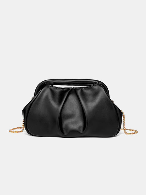 Ruched Top Handle Chain Crossbody Handbag