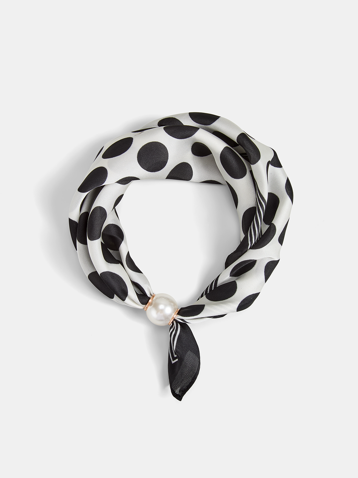 Pearl Magnetic Closure Polka Dot Scarf