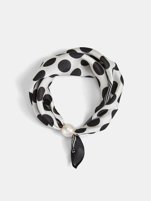 Pearl Magnetic Closure Polka Dot Scarf