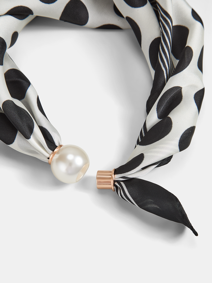 Pearl Magnetic Closure Polka Dot Scarf