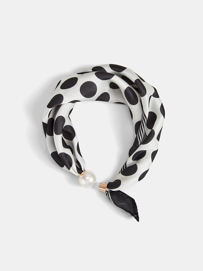 Pearl Magnetic Closure Polka Dot Scarf