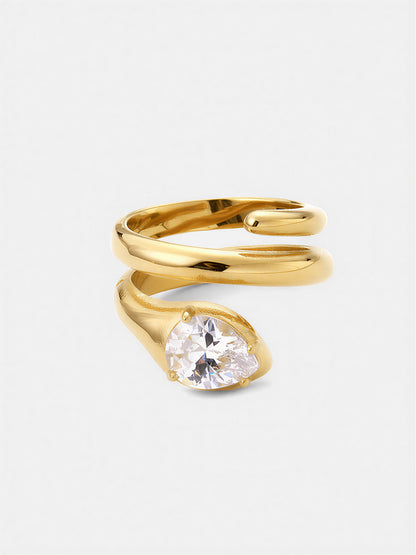 Pear Cut Zircon Bypass Ring