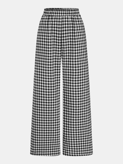 Gingham Cotton Lace Trim Cami Top & Pants Set