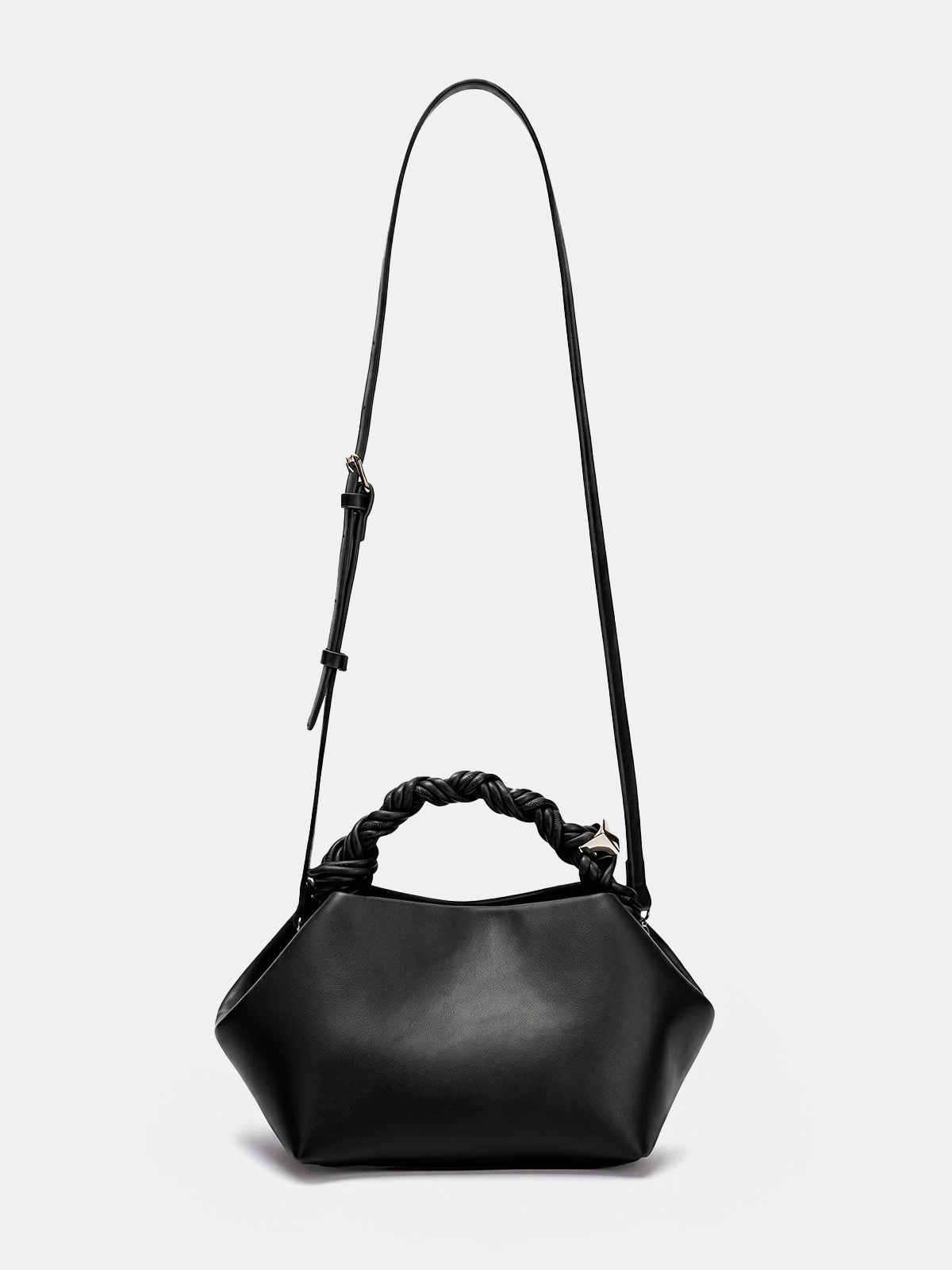 Braided Handle Soft Faux Leather Handbag