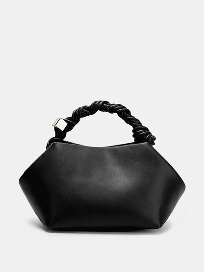 Braided Handle Soft Faux Leather Handbag