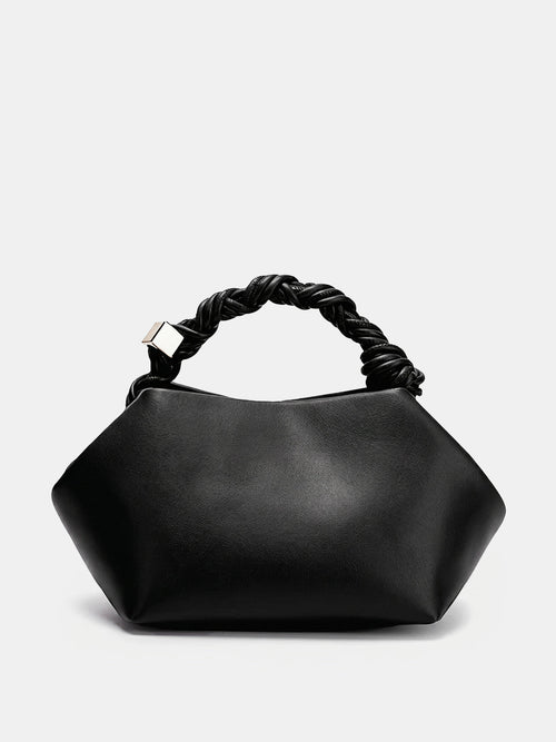 Braided Handle Soft Faux Leather Handbag