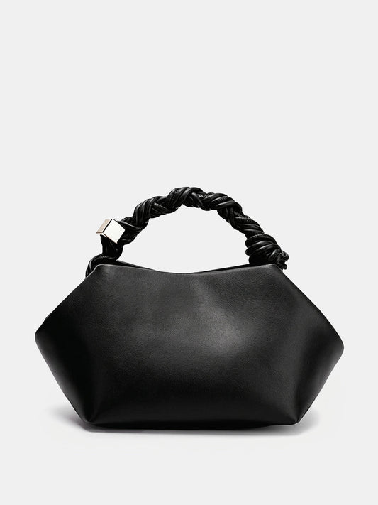 Braided Handle Soft Faux Leather Handbag