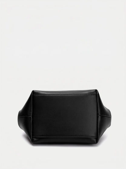 Braided Handle Soft Faux Leather Handbag