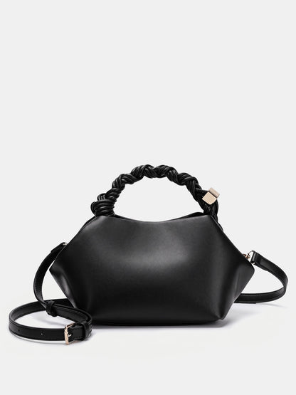 Braided Handle Soft Faux Leather Handbag