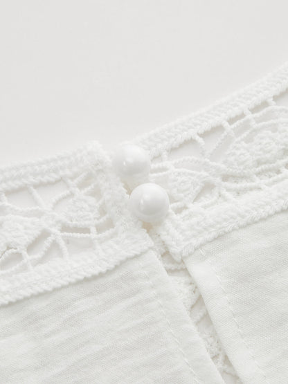 Crochet Lace Yoke Tiered Sleeveless Dress