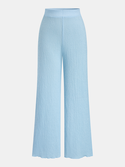 Textured Halter Tie-Front Top & Pants Set