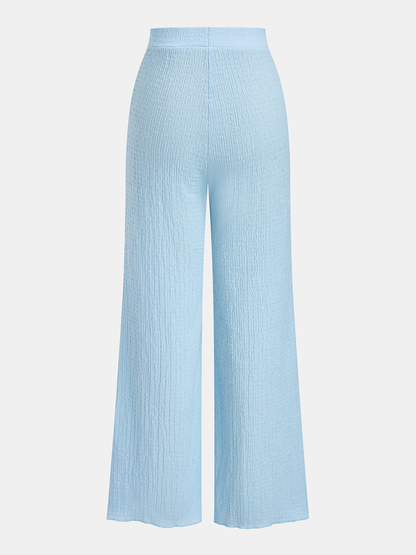 Textured Halter Tie-Front Top & Pants Set