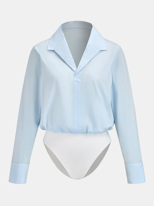 Collared Long Sleeve Cotton Bodysuit